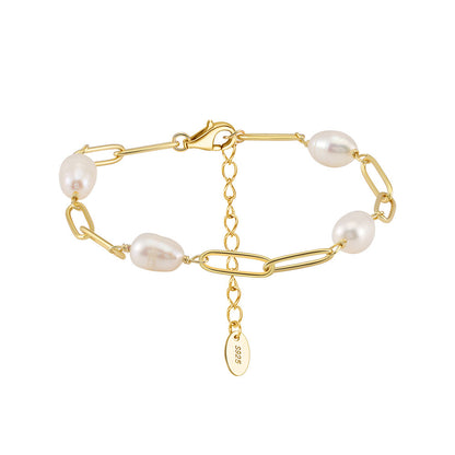 S925 Sterling Silver Bracelet Natural Freshwater Pearl