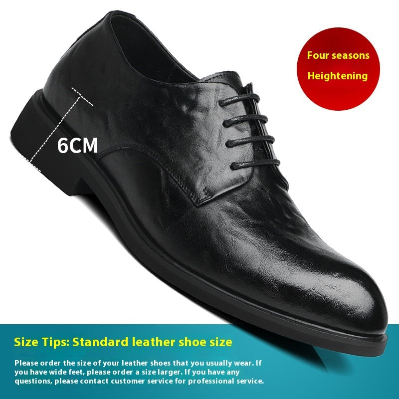 Hong Kong Style Retro Scratch Pattern Formal Business Leather Shoes
