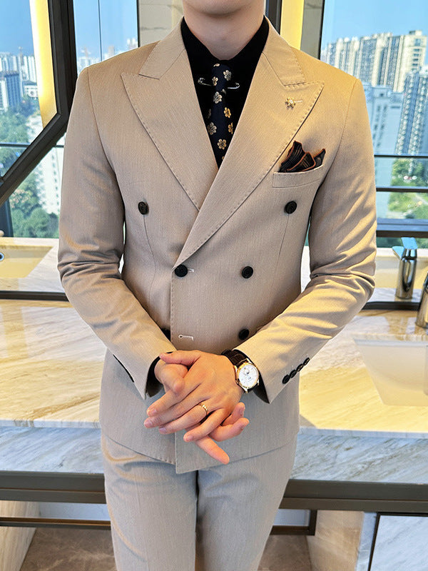 Double Breasted Business Slim Fit Casual Two-piece Suit