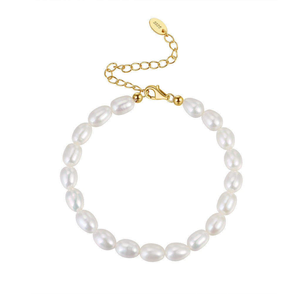 S925 Sterling Silver Bracelet Natural Freshwater Pearl