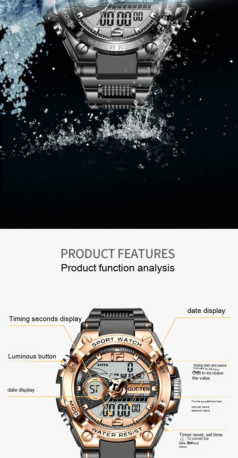 Waterproof Sports Electronic Quartz Watches Business Trends Watch Multi-function