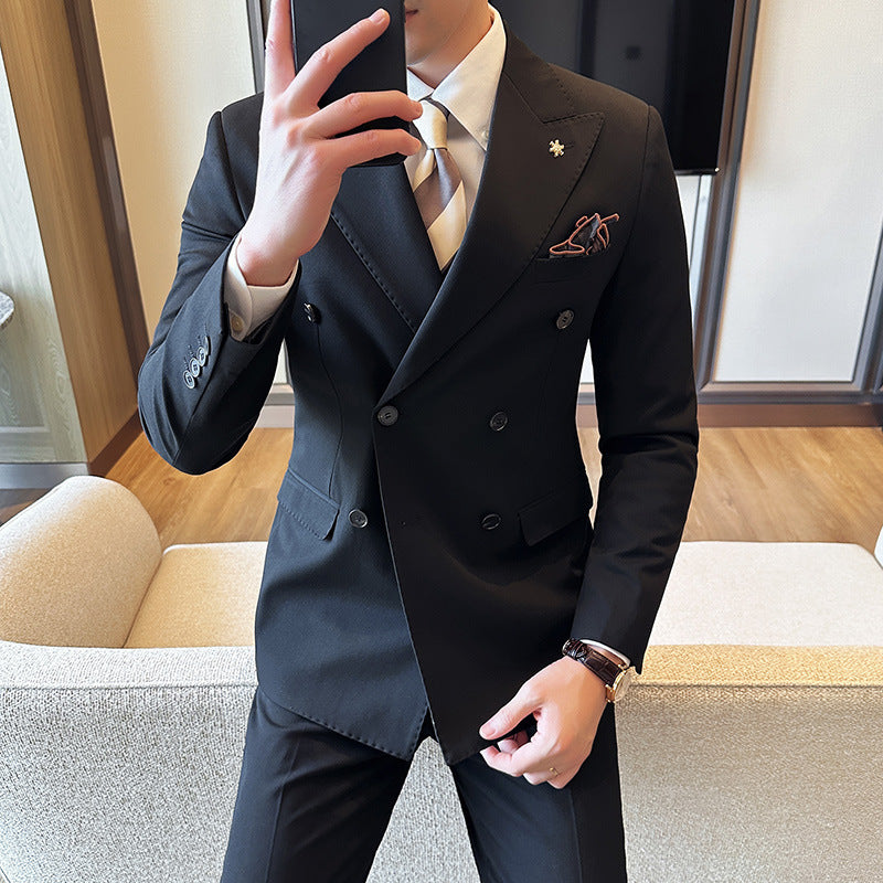 Double Breasted Business Slim Fit Casual Two-piece Suit