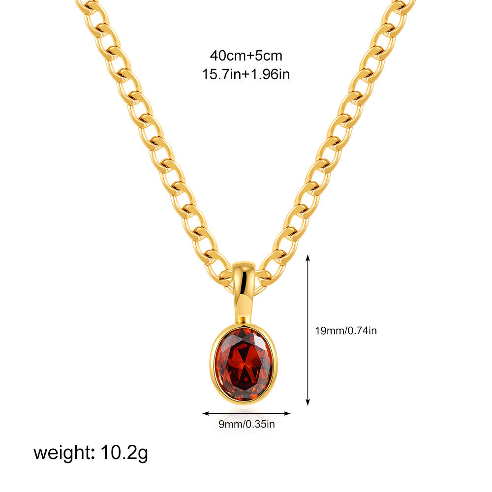 Stainless Steel 18K Gold Color Zircon Necklace Simple