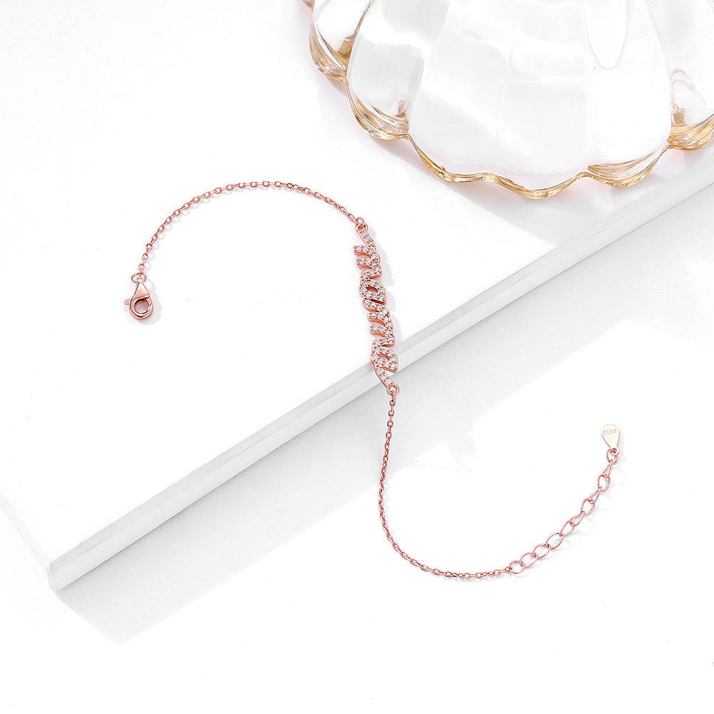 S925 Sterling Silver Diamond Letters Mama Bracelet