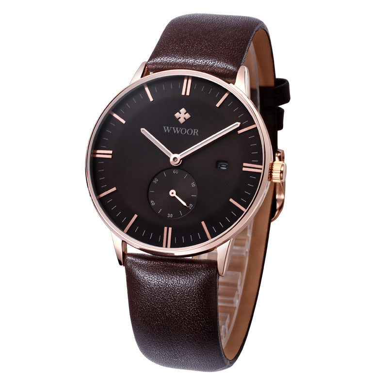 Men's Watch Simple Leather Belt Men's Watch Calendar