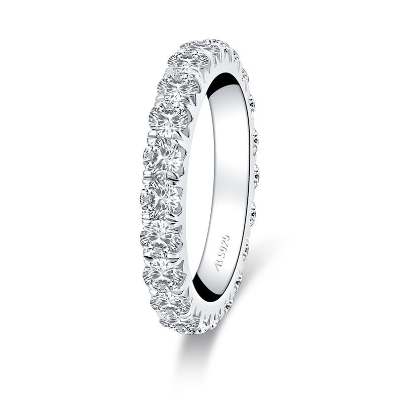 S925 Sterling Silver Zircon Row Diamond Ring