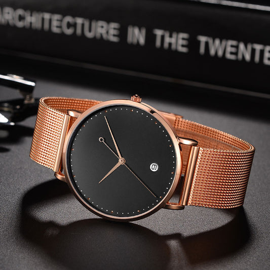 Quartz watch with blank face dial