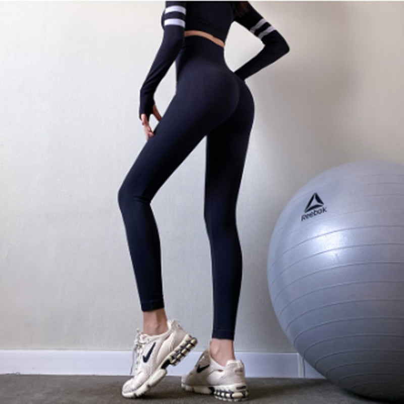 Buttoned Waistband Abdomen And Hip Shaping Leggings