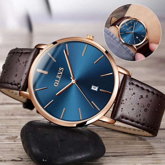 Fashion Casual Watch Men Luxury Brand Mens Watches Leather Sport Waterproof Auto Date Quartz Wristwatch 