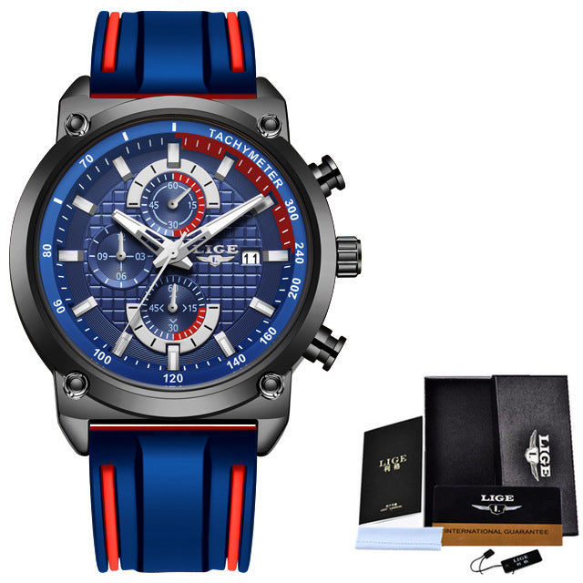 New Creative Design Blue Watches Men Luxury Quartz Wristwatch Stainless Steel Chronograph Sport Men Watch Relogio Masculino