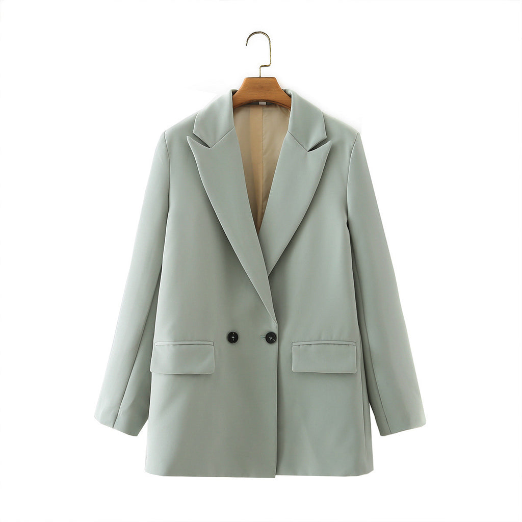 Simple And Loose Double-breasted Suit Jacket Women's Spring And Autumn New Suits