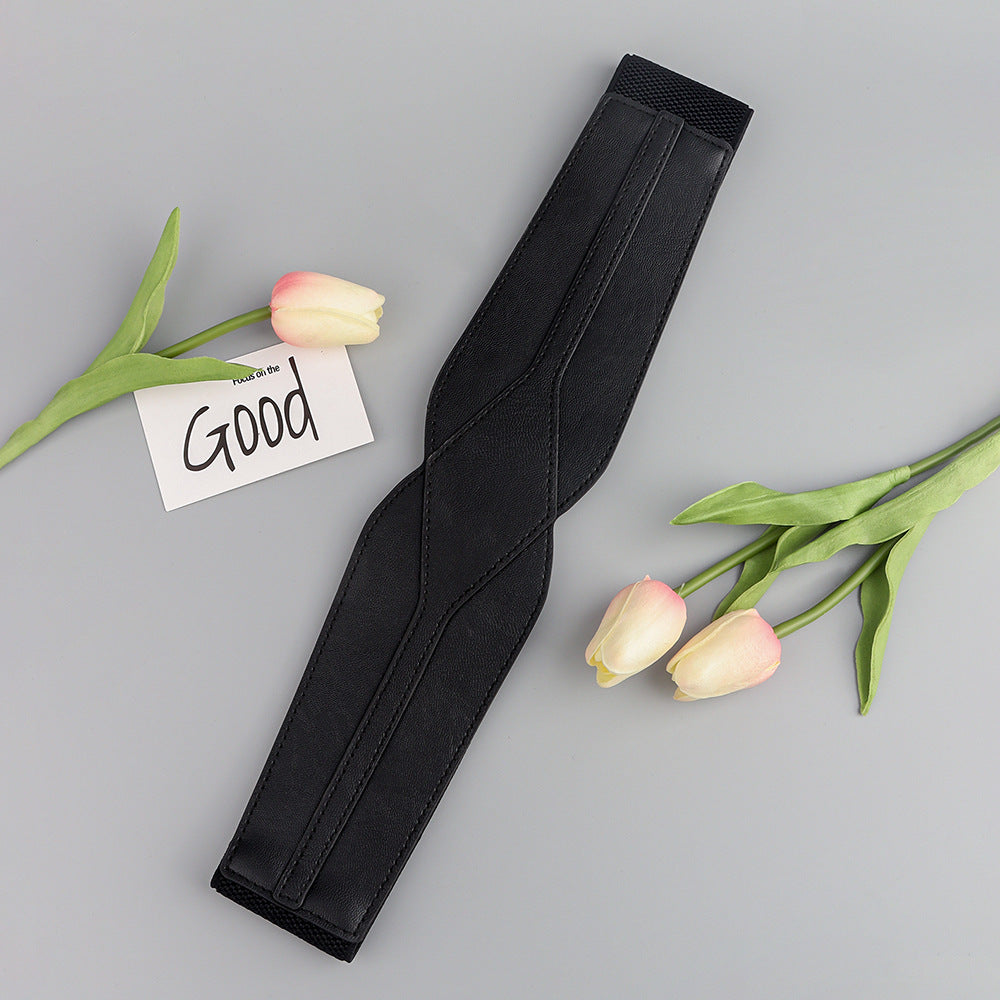 Simple Wide Waist Seal Elastic Versatile Belt Ladies