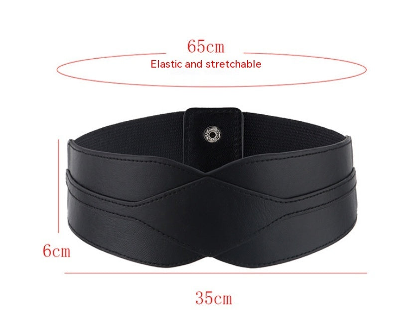 Simple Wide Waist Seal Elastic Versatile Belt Ladies