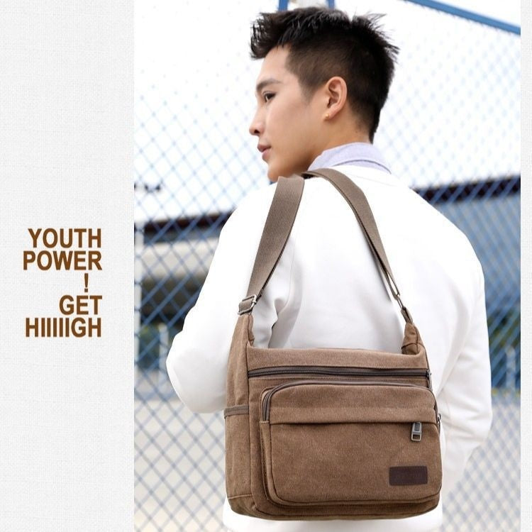 Men's Shoulder Bag Retro Leisure Crossbody Bag Outdoor Sports Canvas Bag
