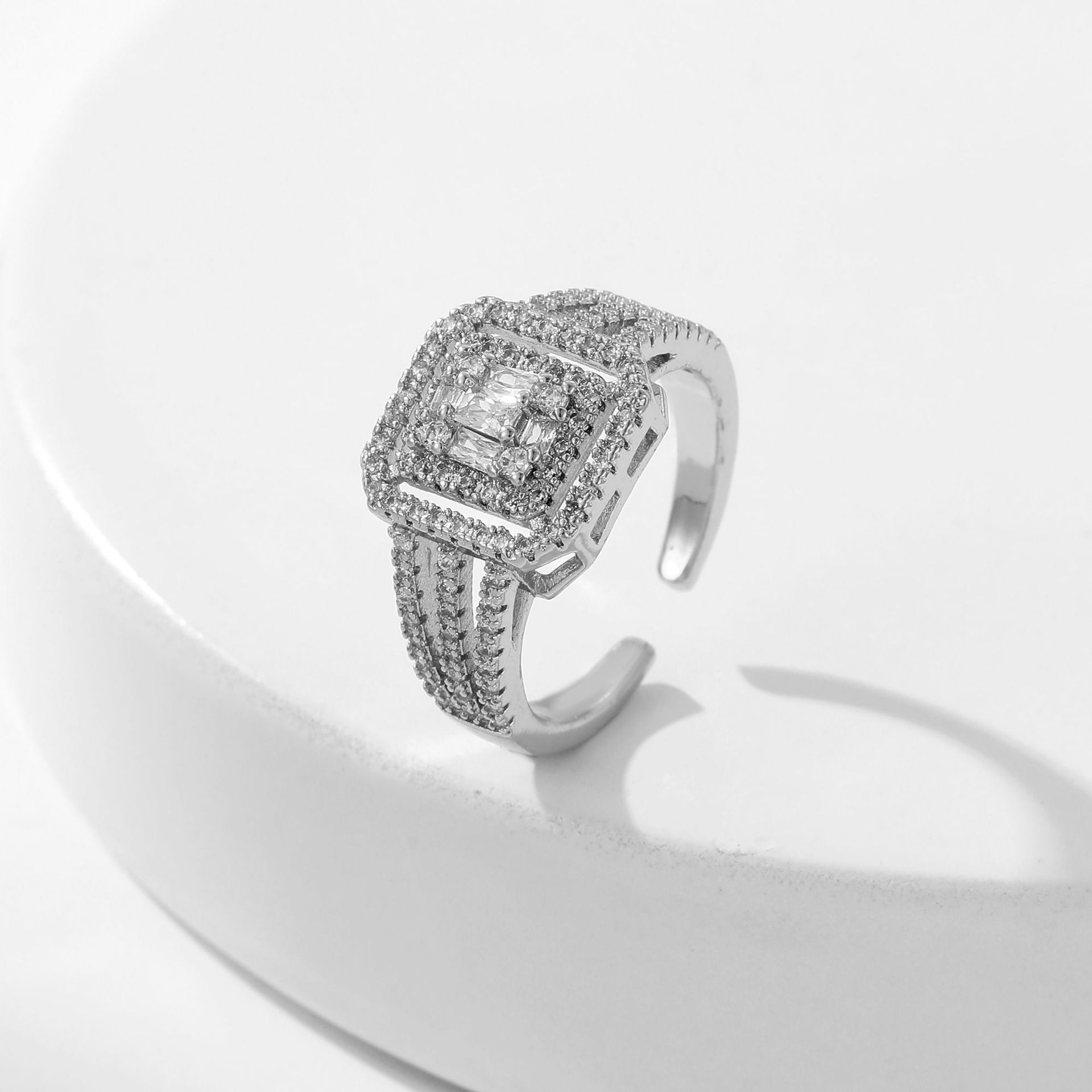 Women's Square Full Rhinestone Zircon Ring