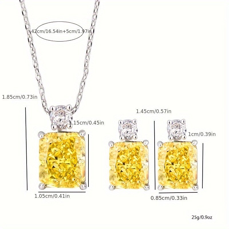 Lab Simulated Diamond Necklace For Women 925  Sterling Silver Radiant Cut 3.5Ct Pendant 18K White Gold Plated Jewelry Gifts