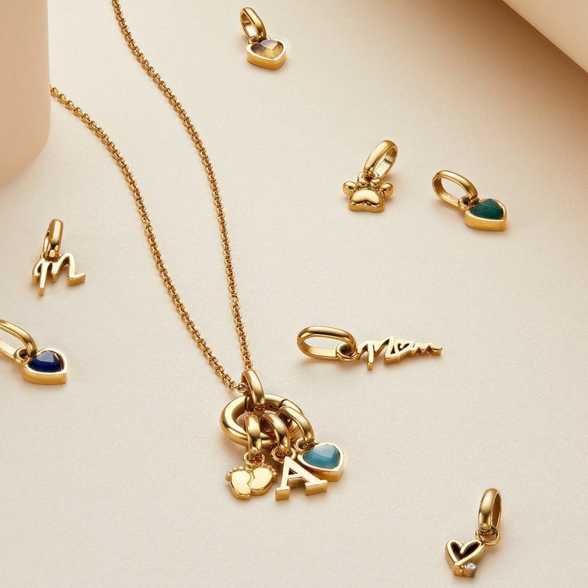 High Quality Custom Initial Heart Birthstone Necklace Stainless Steel Personalized Name Ladies Pendant Birthday Gift