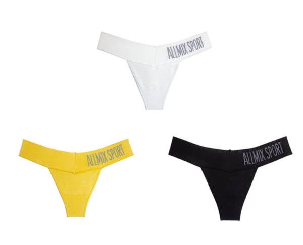 UMI King Letter Sports Traceless Deep V Wide Waist T-pants Women Sexy Hot Underwear Fitness Seamless Low Waist T-pants