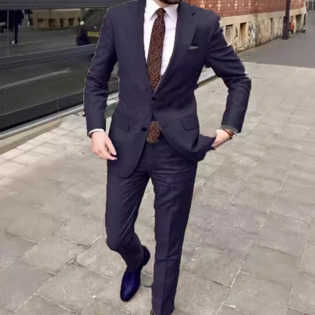 Men's Slim Fit Business Dress Two Button Set