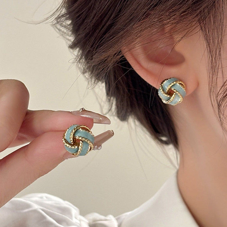 Blue Concentric Knot Mosquito Coil Ear Clip