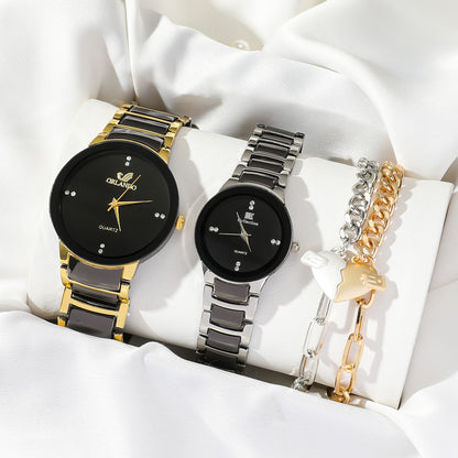 New Fashion Simple All-match Couple Watch Heart Bracelet Suit