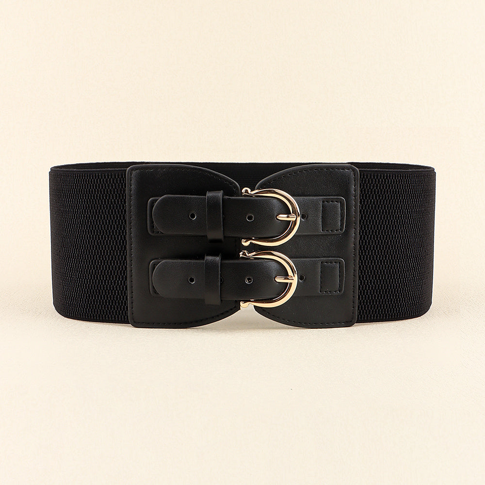 Senior Sense Retro Needle Buckle Waist Seal Elastic Elastic Wide Belt Women's Fashion Belt All-matching Coat Suit