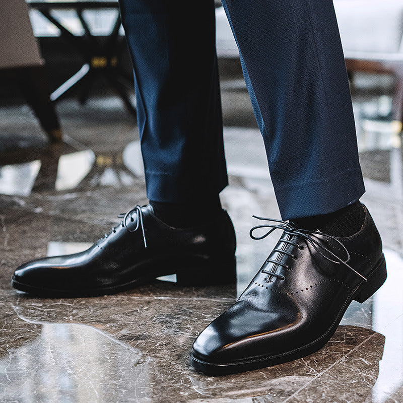 Summer Men's Cowhide Hand-polished Brock Carved Men's Shoes Business Suits Oxford Shoes