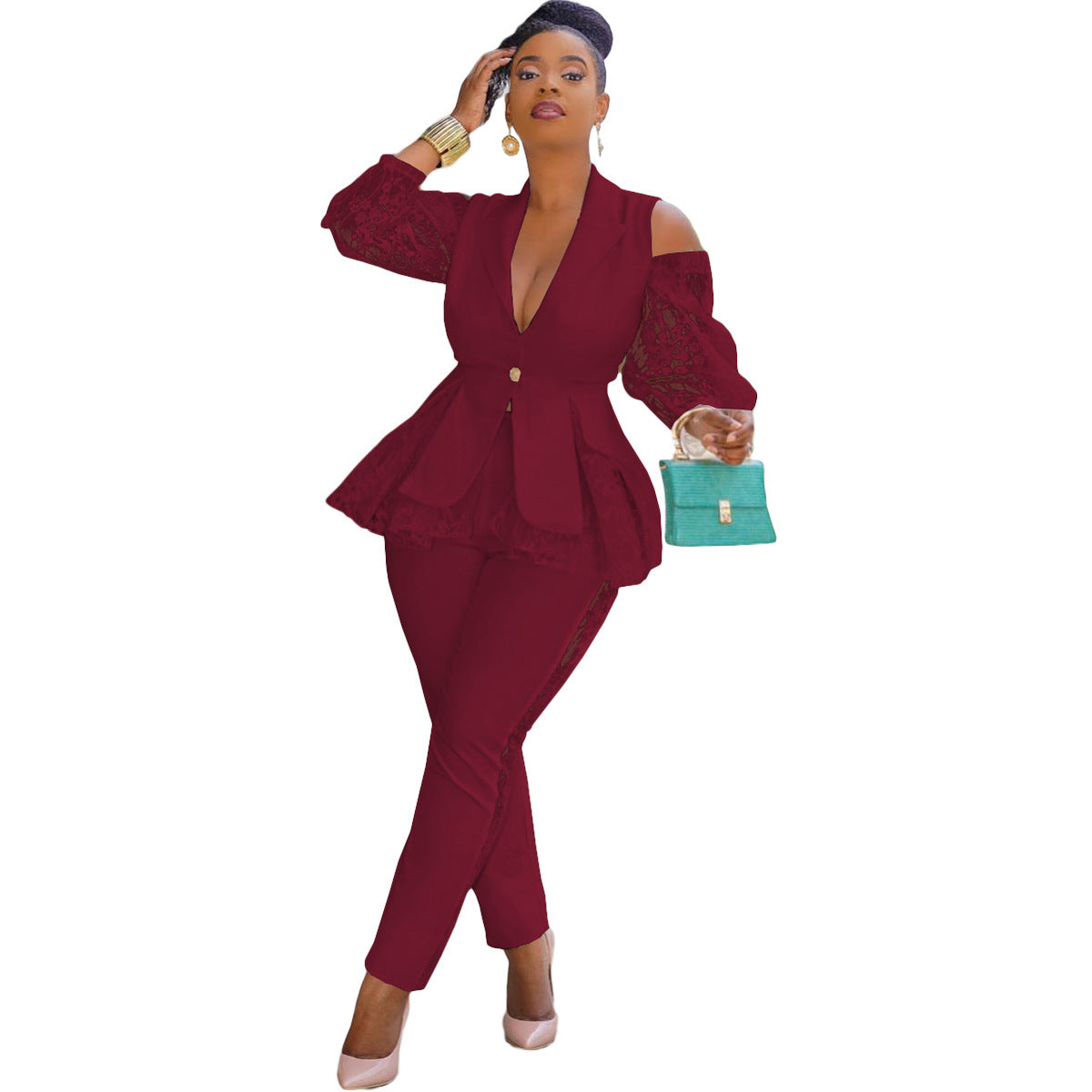 Stitching Lace Business Wear Uniform Casual Suit