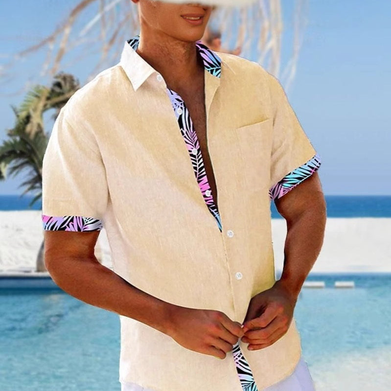 Men's Beach Striped 3d Sleeve Casual Loose Shirt