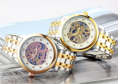 New Foreign Trade Luminous Mechanical Watches, Automatic Hollowing, Men's Fashion Trend, Steel Machinery Watches