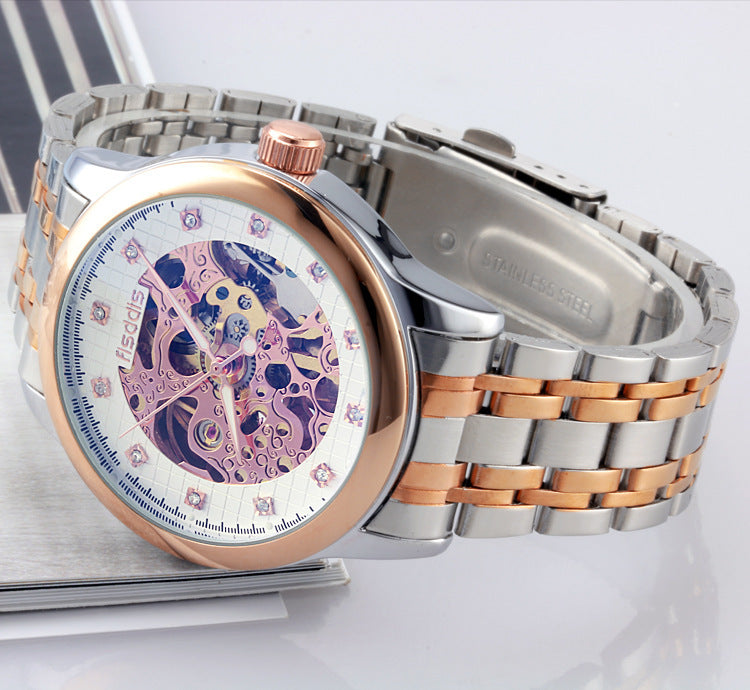 New Foreign Trade Luminous Mechanical Watches, Automatic Hollowing, Men's Fashion Trend, Steel Machinery Watches