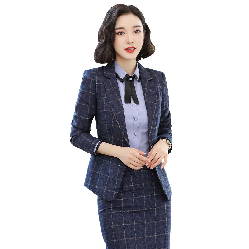 Ladies Casual White-collar Business Plaid Small Suit Overalls