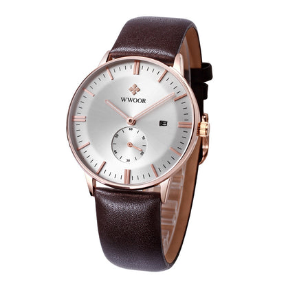 Men's Watch Simple Leather Belt Men's Watch Calendar