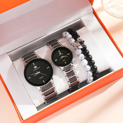 New Fashion Simple All-match Couple Watch Heart Bracelet Suit