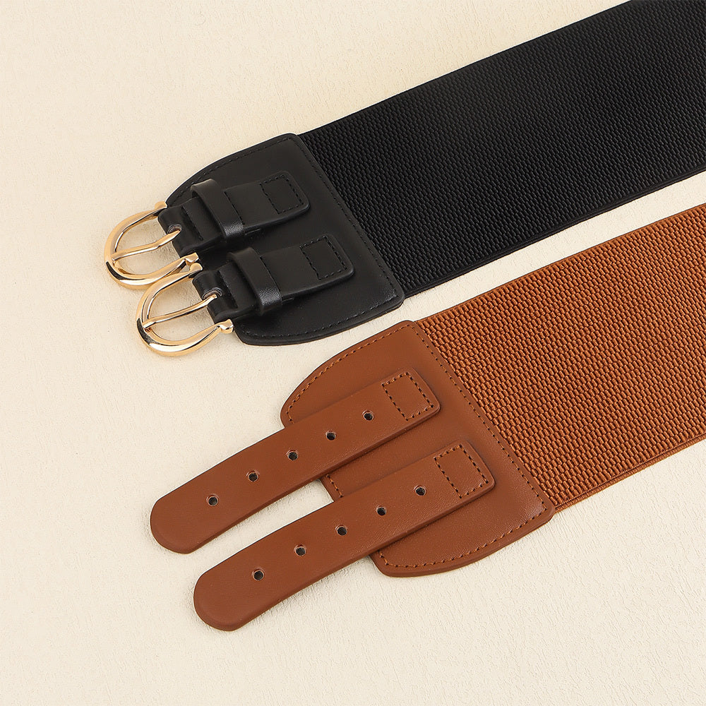 Senior Sense Retro Needle Buckle Waist Seal Elastic Elastic Wide Belt Women's Fashion Belt All-matching Coat Suit