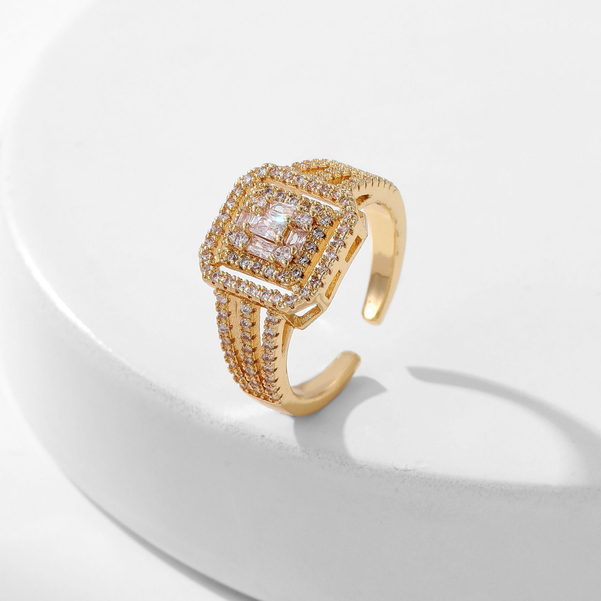 Women's Square Full Rhinestone Zircon Ring