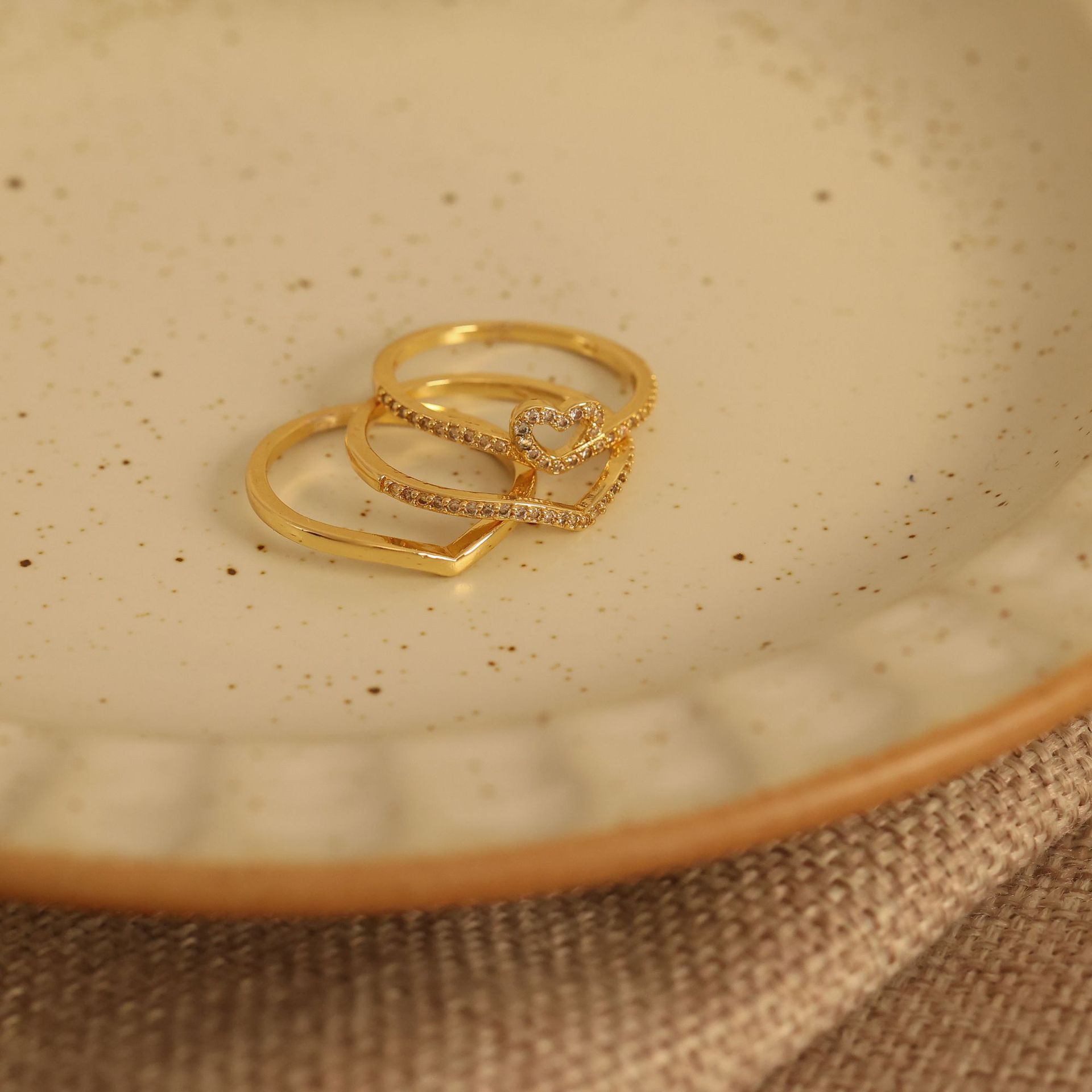 Jewelry Shining Love Wish Bone Stacking Ring