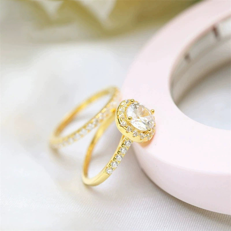 S925 Four-claw Inlaid 12 Karat 7mm Round Zircon Set Ring