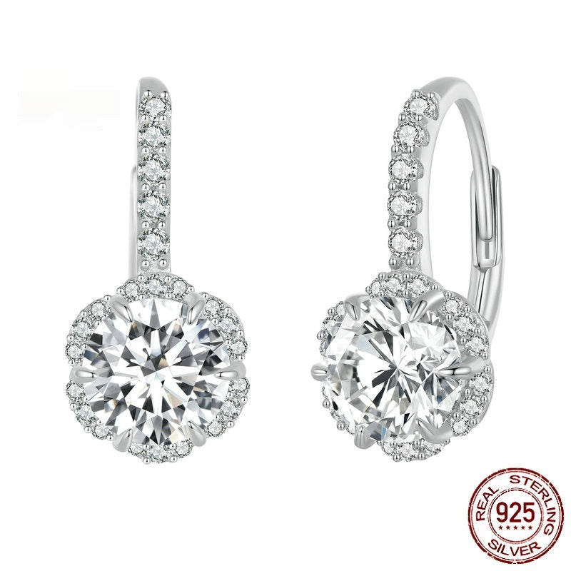 Sterling Silver Simple Elegant Moissanite Earrings