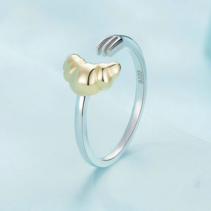 Fashion Personality Two-color Electroplated Croissant Ring