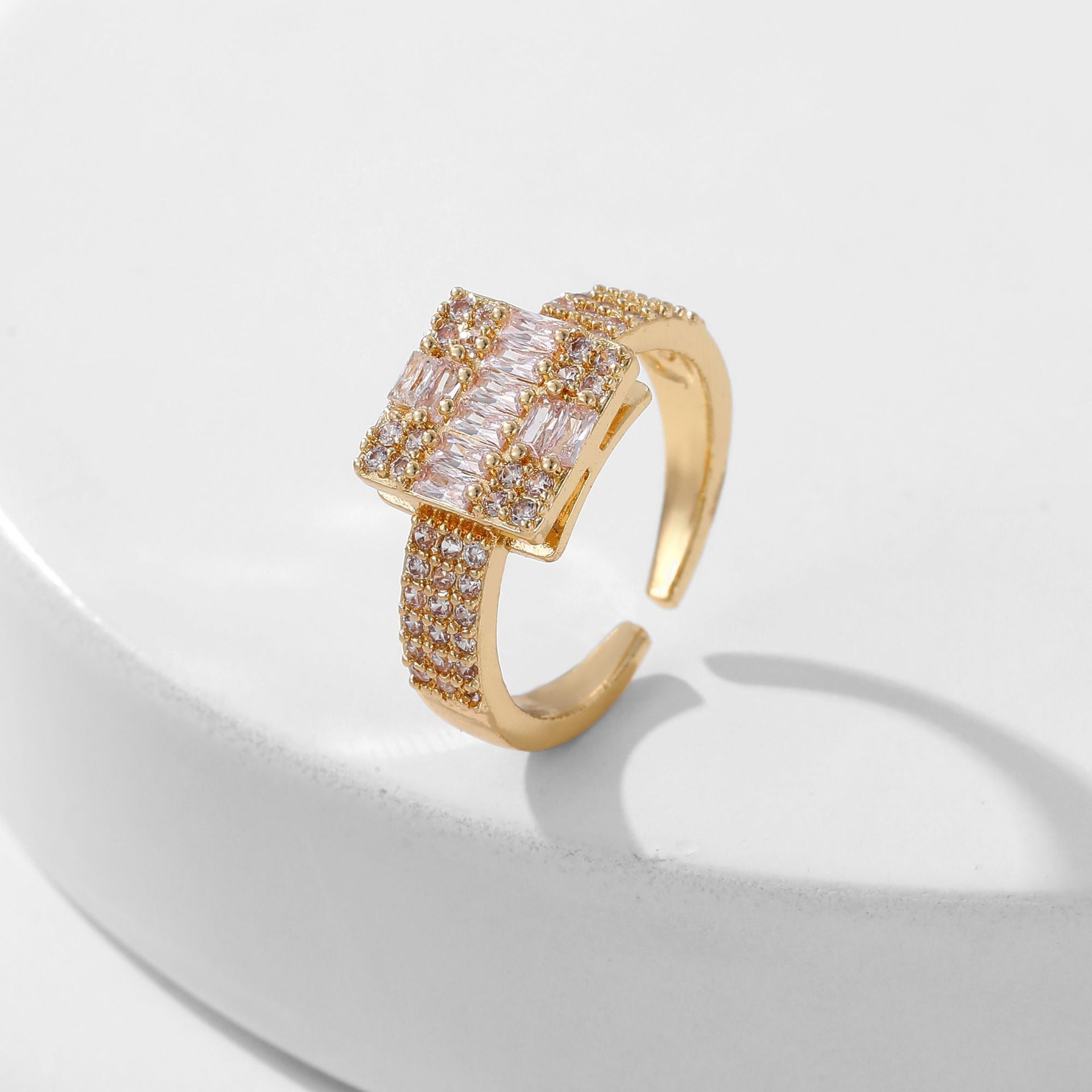 Women's Square Full Rhinestone Zircon Ring