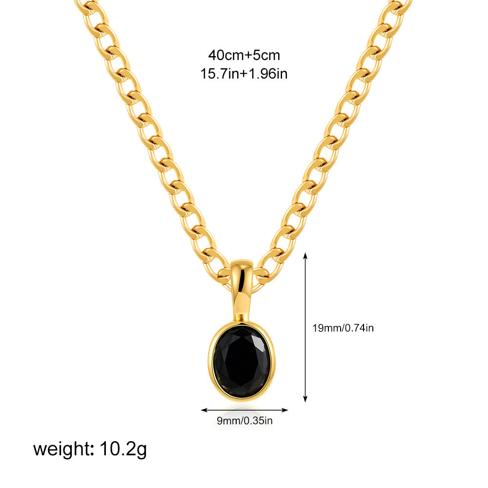 Stainless Steel 18K Gold Color Zircon Necklace Simple