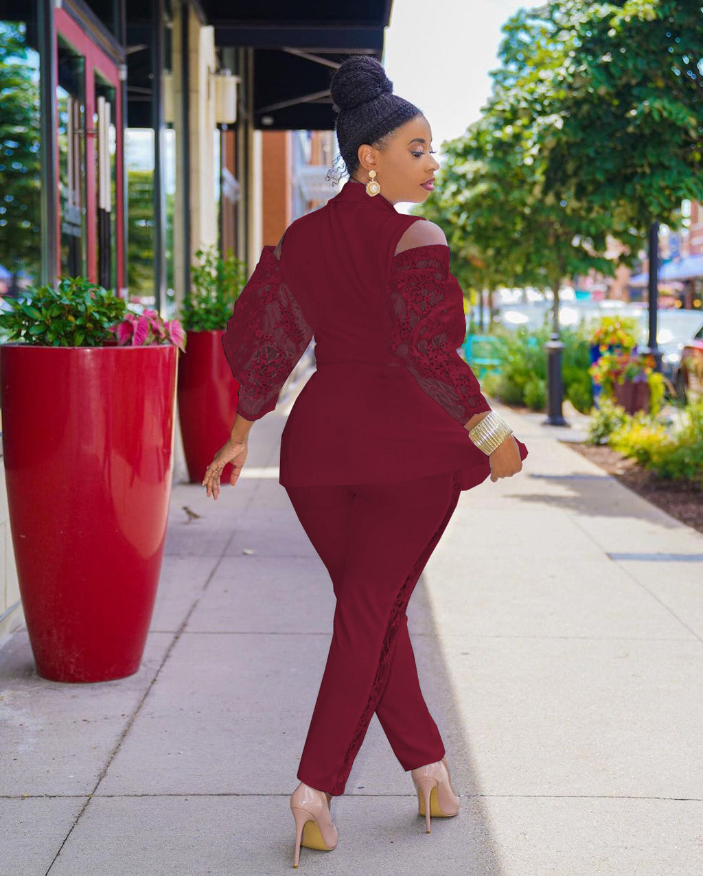 Stitching Lace Business Wear Uniform Casual Suit