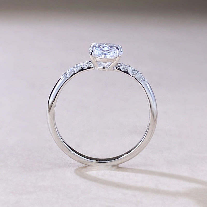 S925 Sterling Silver Minimalist Big Diamond Ring
