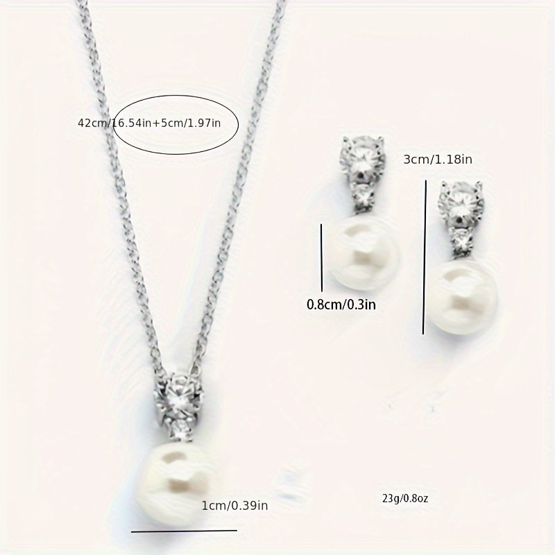 Elegant Pearl Pendant  Necklace And Earrings Set