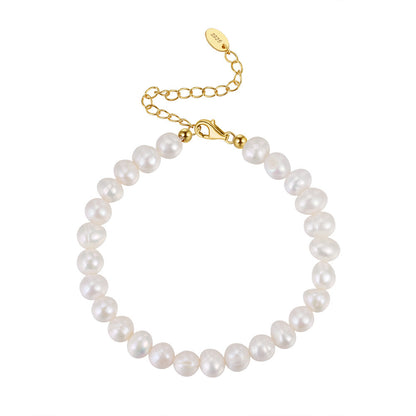 S925 Sterling Silver Bracelet Natural Freshwater Pearl