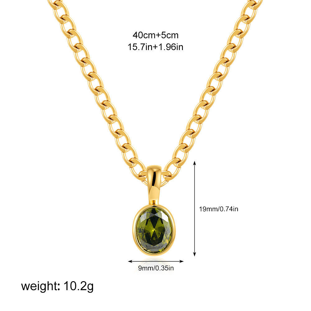 Stainless Steel 18K Gold Color Zircon Necklace Simple