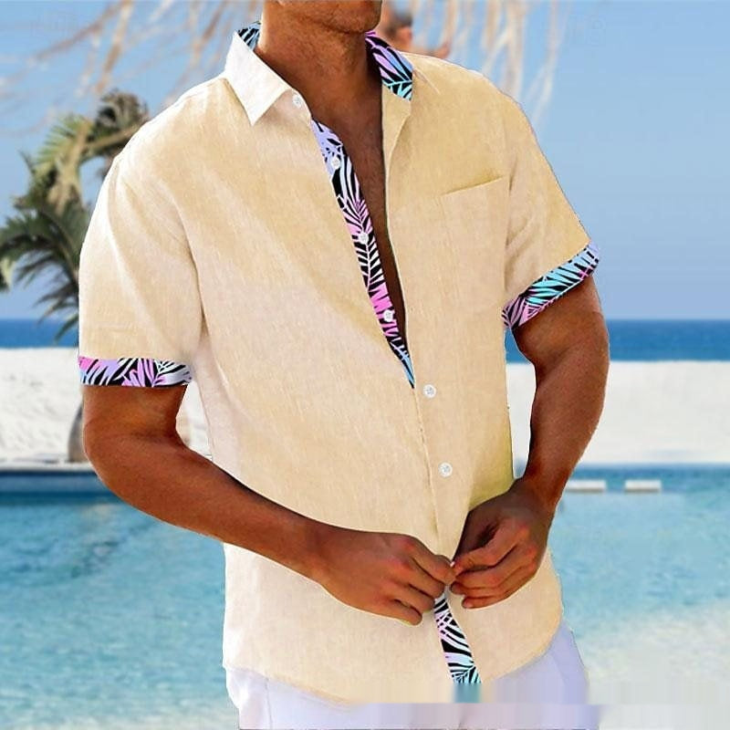 Men's Beach Striped 3d Sleeve Casual Loose Shirt