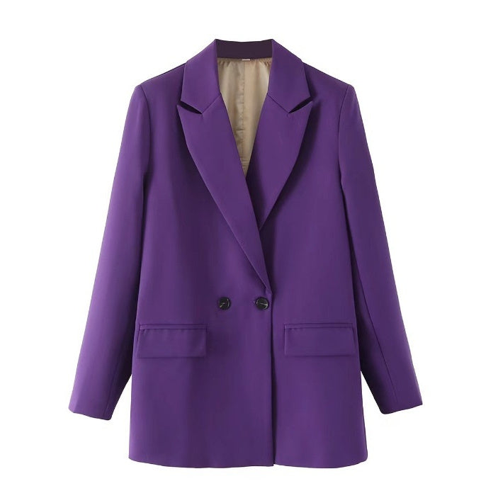 Simple And Loose Double-breasted Suit Jacket Women's Spring And Autumn New Suits