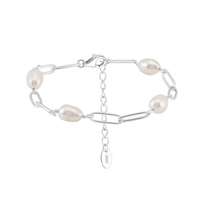 S925 Sterling Silver Bracelet Natural Freshwater Pearl